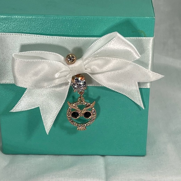 Owl Rose Gold 316 SS Icy AAA CZ Belly Ring Belly Button Ring Jewelry Accessory - Picture 2 of 11